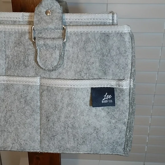 Lee Baby Co. Gray Diaper Caddy Storage Organizer Nursery Essential Tote Bag New - Picture 2 of 9